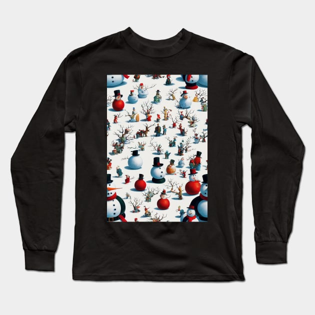 Christmas Seamless Pattern - Snowman #3 Long Sleeve T-Shirt by Endless-Designs